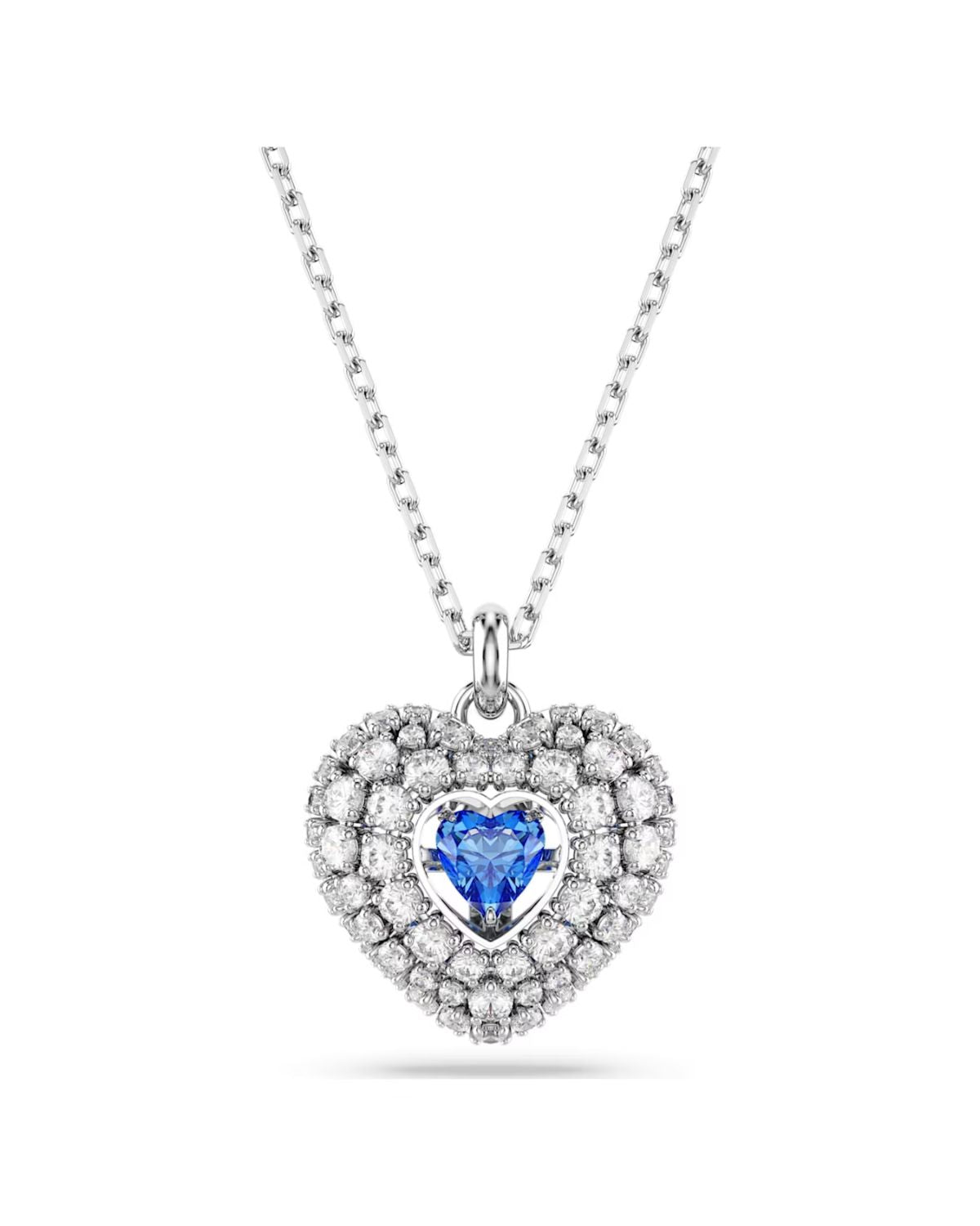 Idyllia pendant Heart, Blue, Rhodium plated 5680403