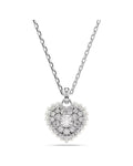 Idyllia pendant Heart, White, Rhodium plated 5684386