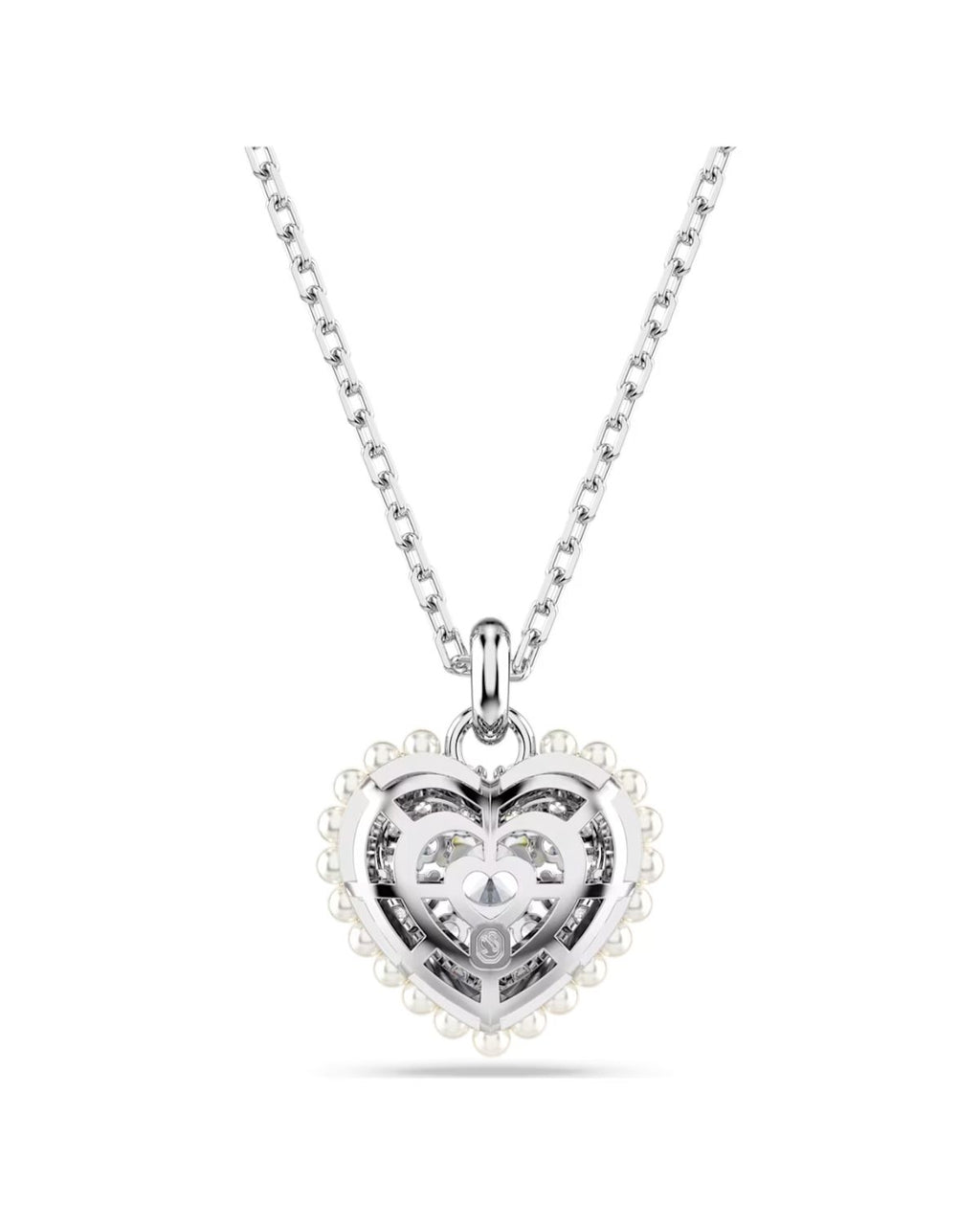 Idyllia pendant Heart, White, Rhodium plated 5684386