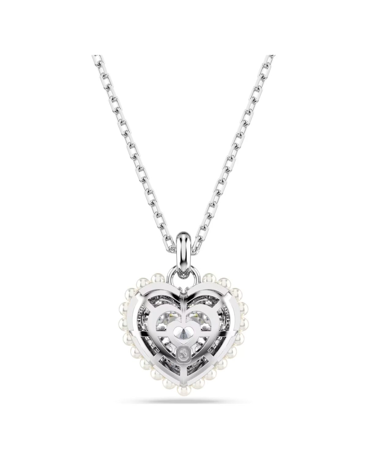 Idyllia pendant Heart, White, Rhodium plated 5684386