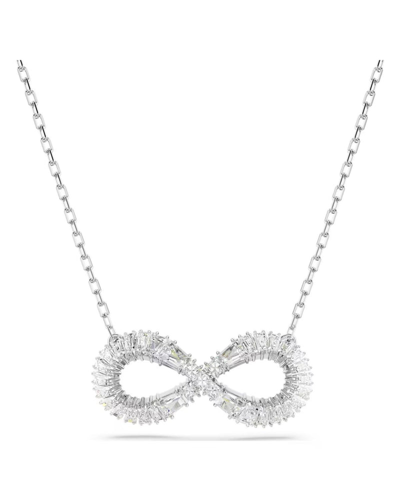 Hyperbola pendant, Infinity, White, Rhodium plated