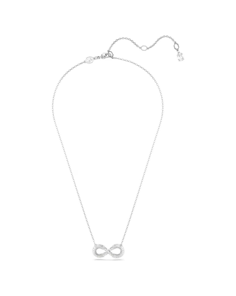 Hyperbola pendant, Infinity, White, Rhodium plated