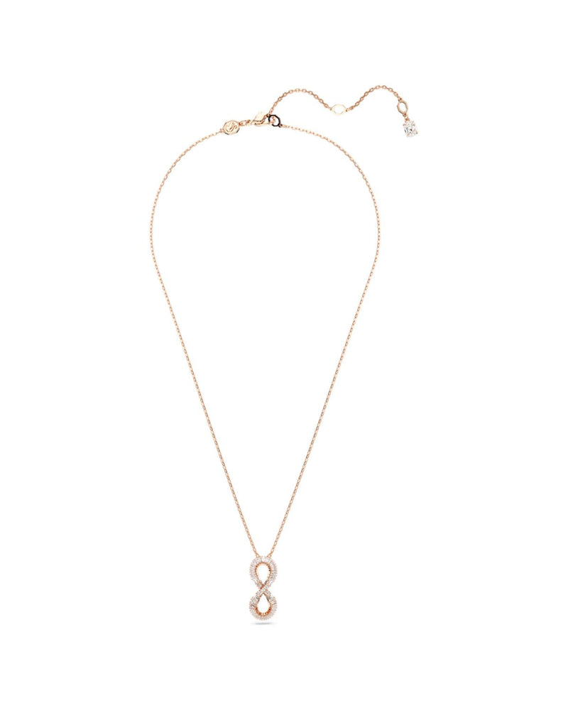 Hyperbola pendant, Infinity, White, Rose gold-tone plated