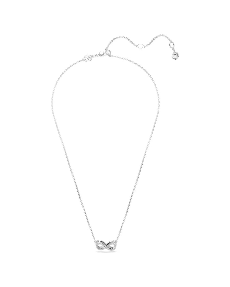 Hyperbola pendant, PavÃ©, Infinity, White, Rhodium plated