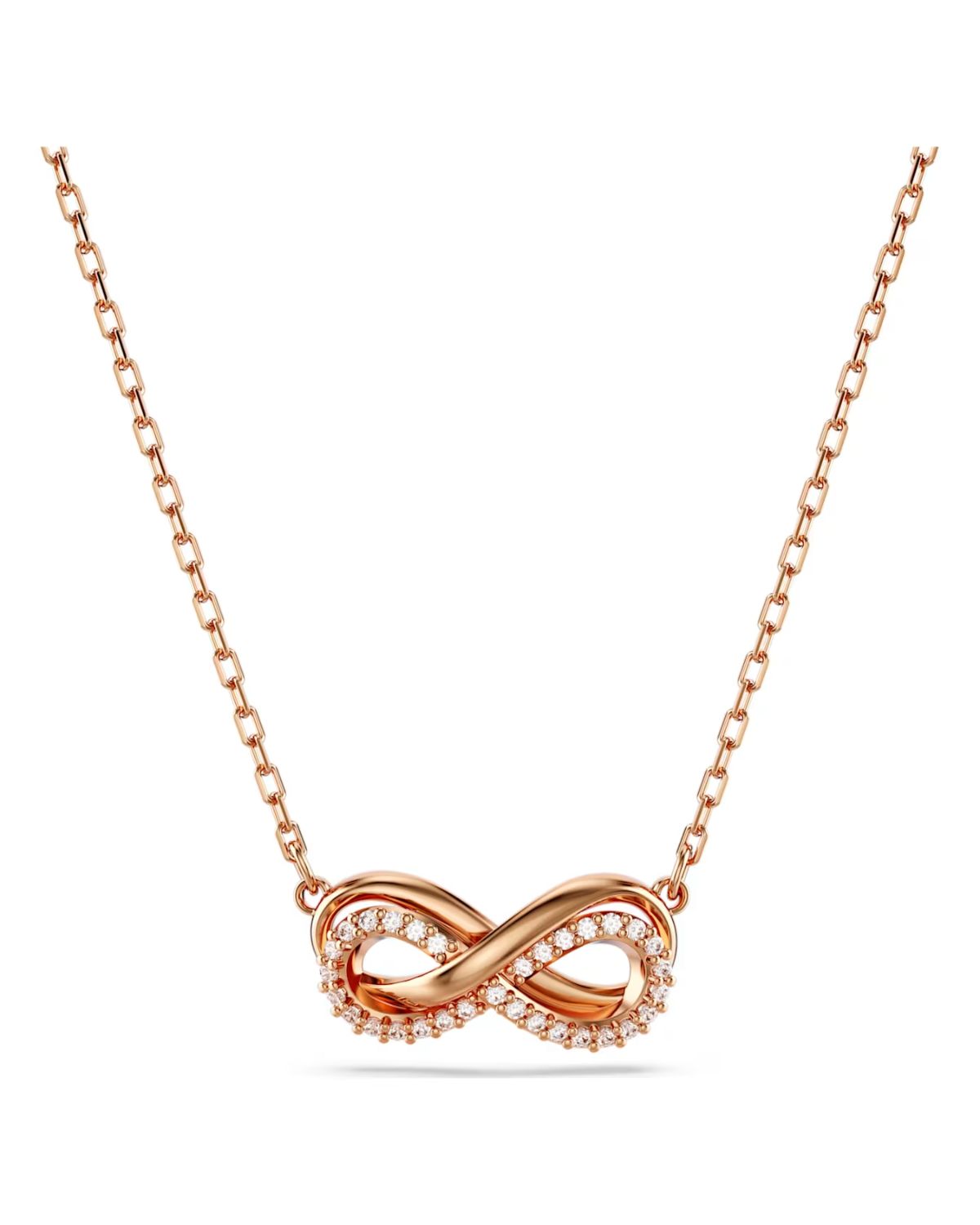 Hyperbola pendant Pavé, Infinity, White, 18k rose gold finish 5684084