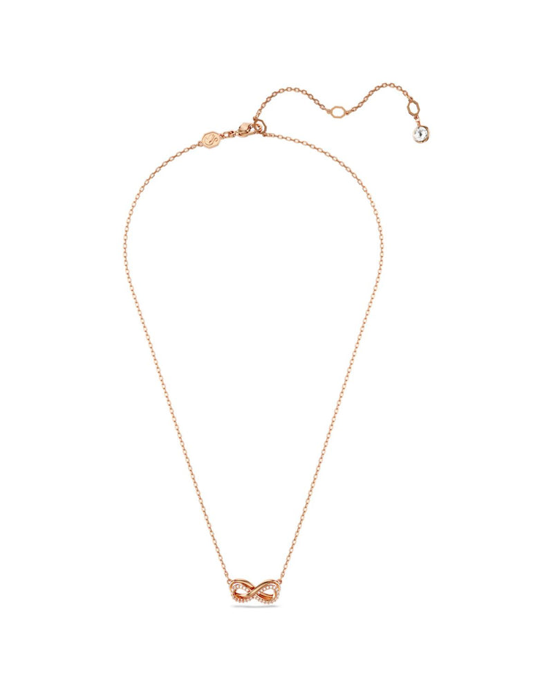 Hyperbola pendant, PavÃ©, Infinity, White, Rose gold-tone plated