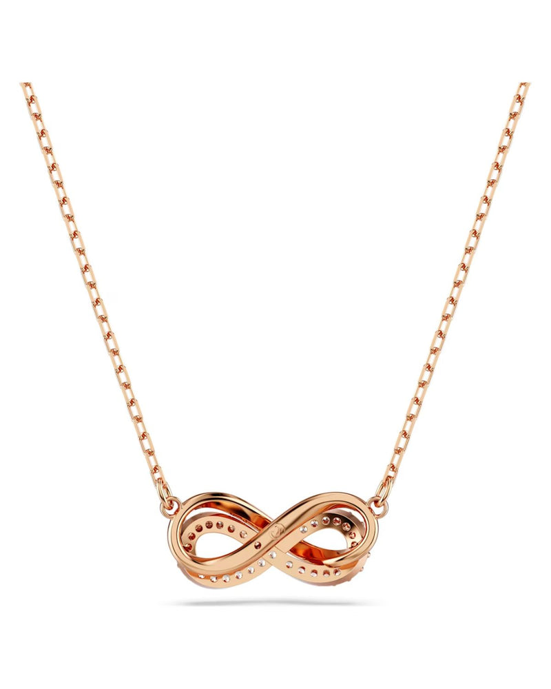 Hyperbola pendant, PavÃ©, Infinity, White, Rose gold-tone plated