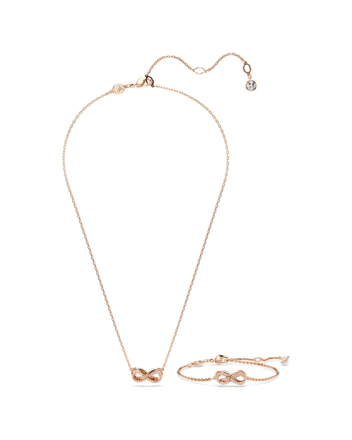 Hyperbola set Infinity, White, Rose gold-tone plated 5682483