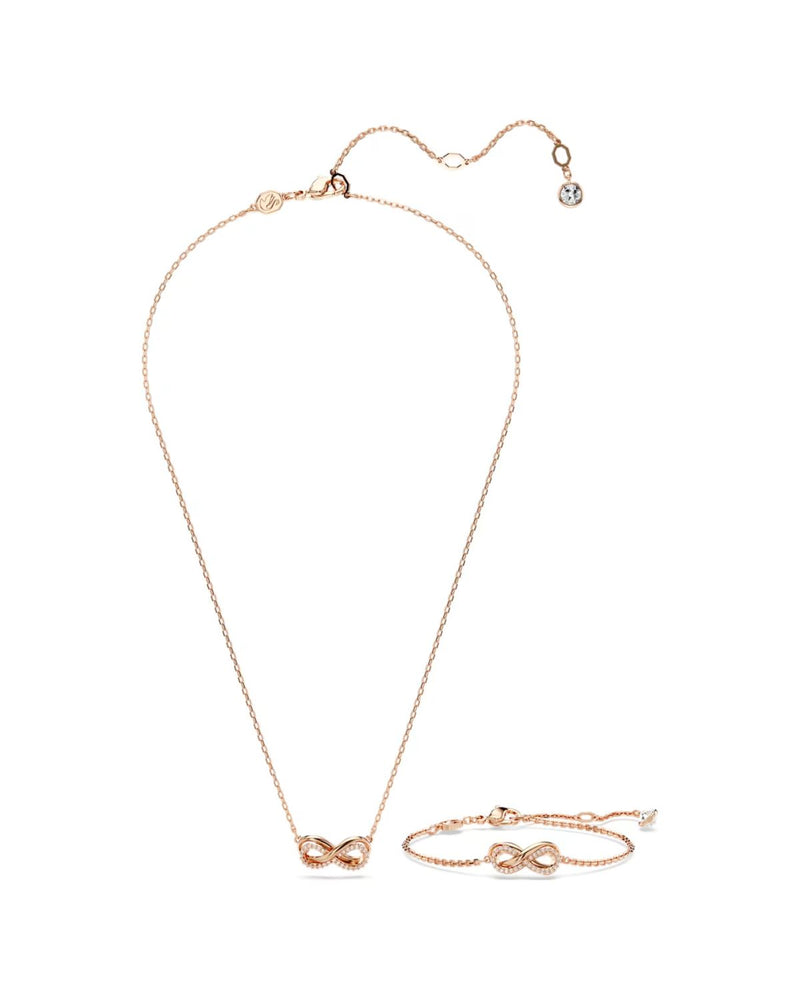 Hyperbola set, Infinity, White, Rose gold-tone plated