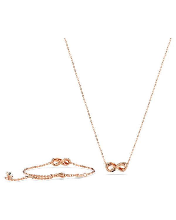 Hyperbola set, Infinity, White, Rose gold-tone plated