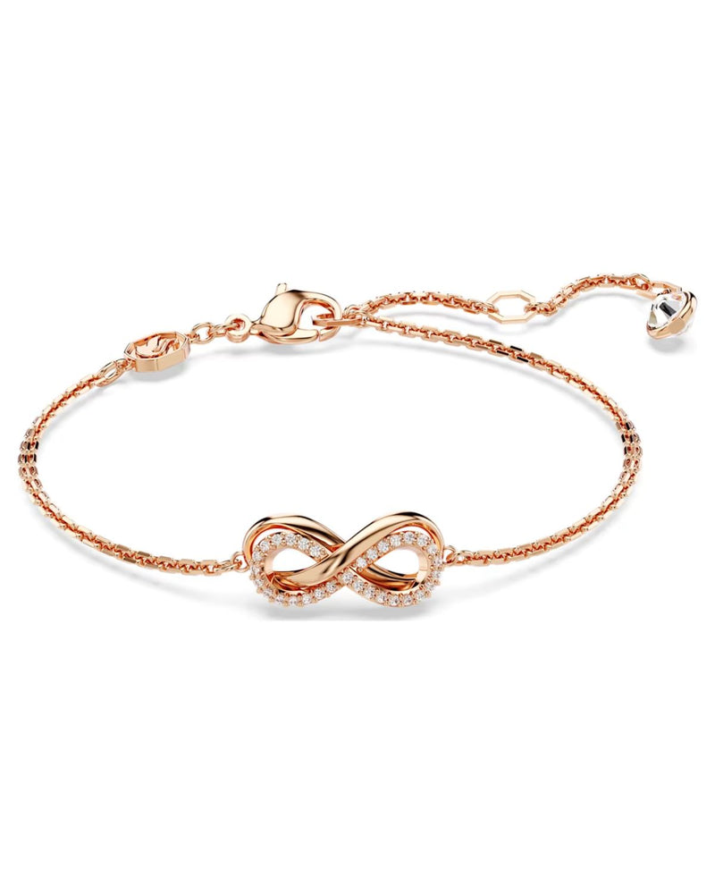 Hyperbola set, Infinity, White, Rose gold-tone plated