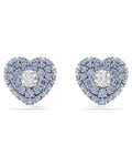Idyllia stud earrings Heart, Blue, Rhodium plated 5683576