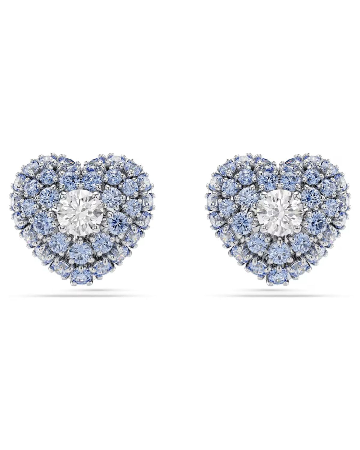 Idyllia stud earrings Heart, Blue, Rhodium plated 5683576