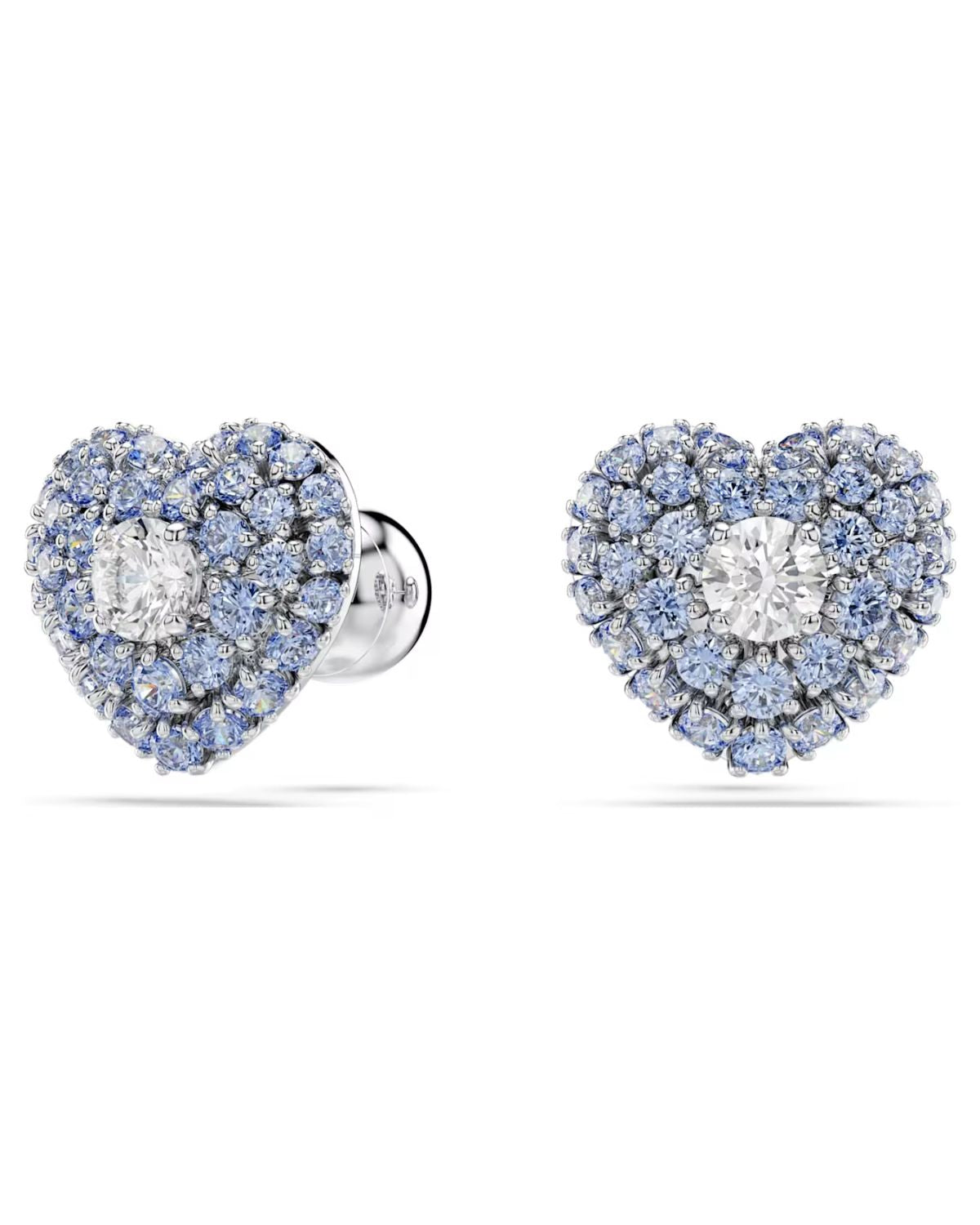 Idyllia stud earrings Heart, Blue, Rhodium plated 5683576