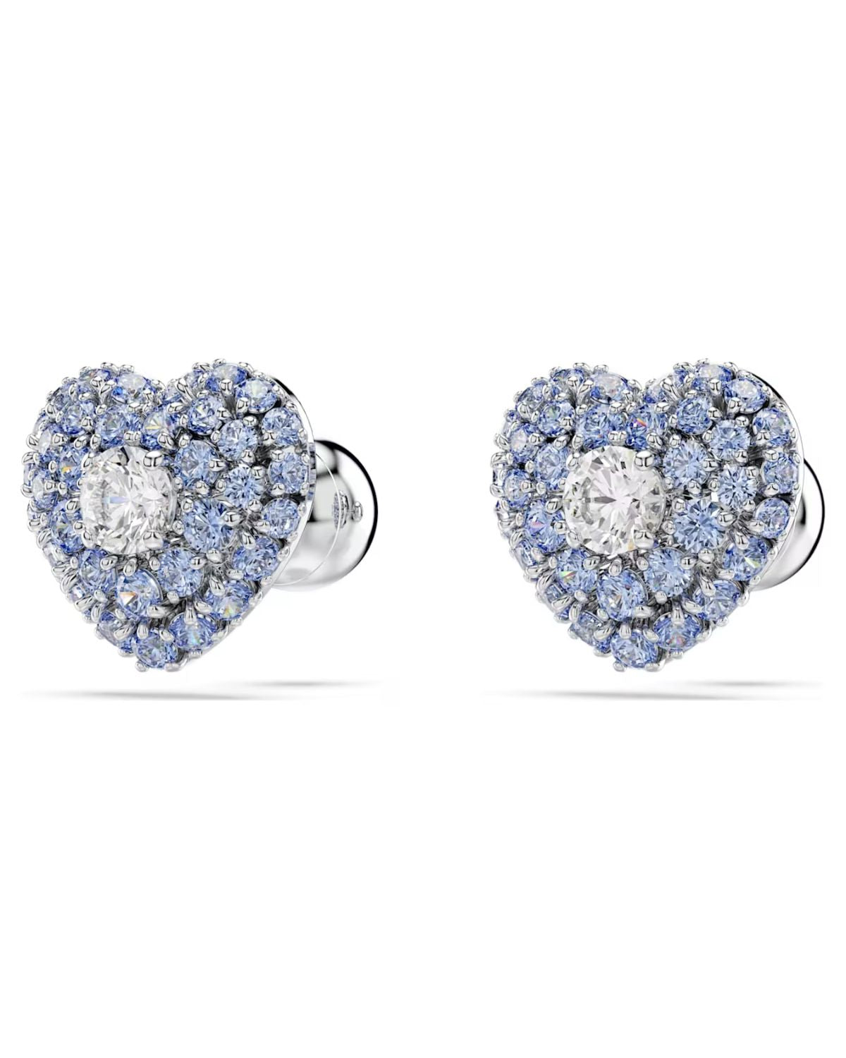Idyllia stud earrings Heart, Blue, Rhodium plated 5683576