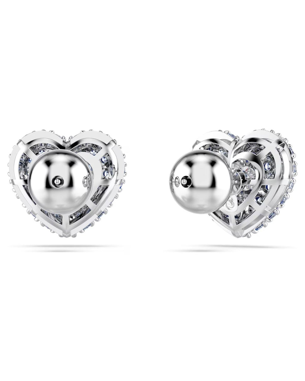 Idyllia stud earrings Heart, Blue, Rhodium plated 5683576