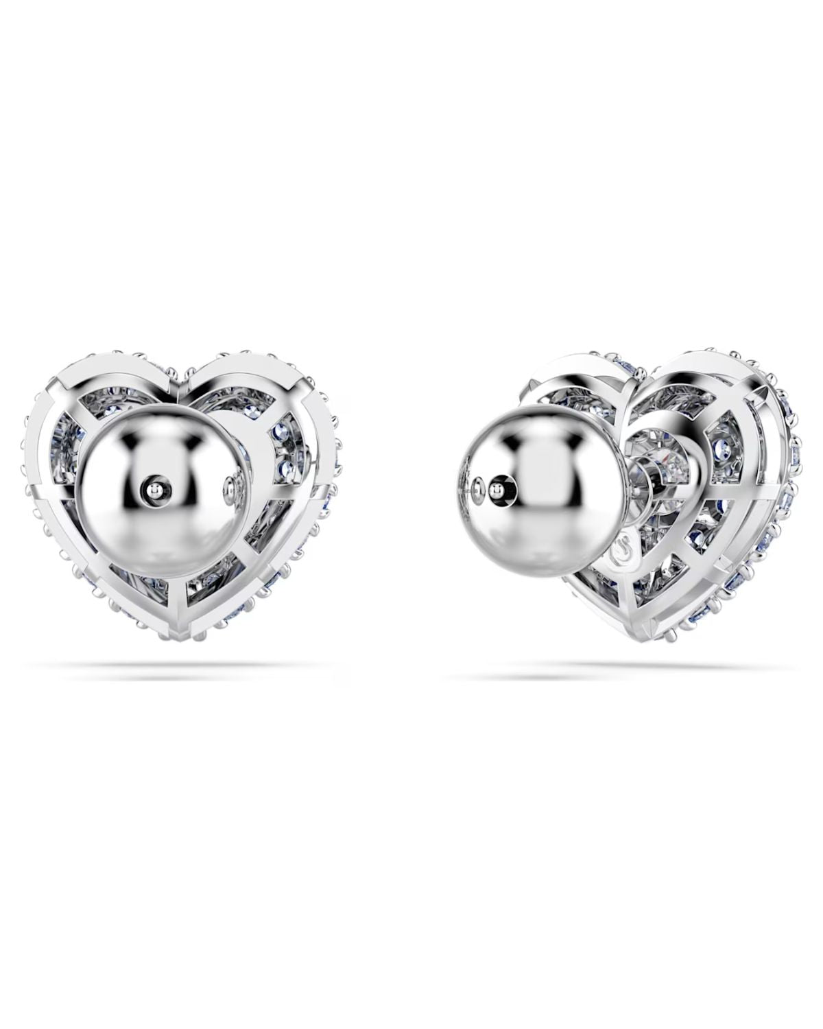 Idyllia stud earrings Heart, Blue, Rhodium plated 5683576