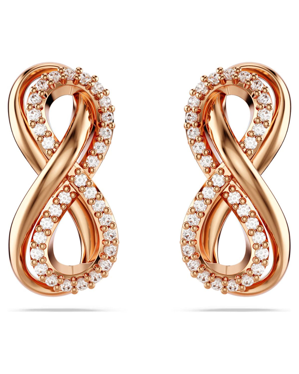 Hyperbola stud earrings Infinity, White, 18k rose gold finish 5684085