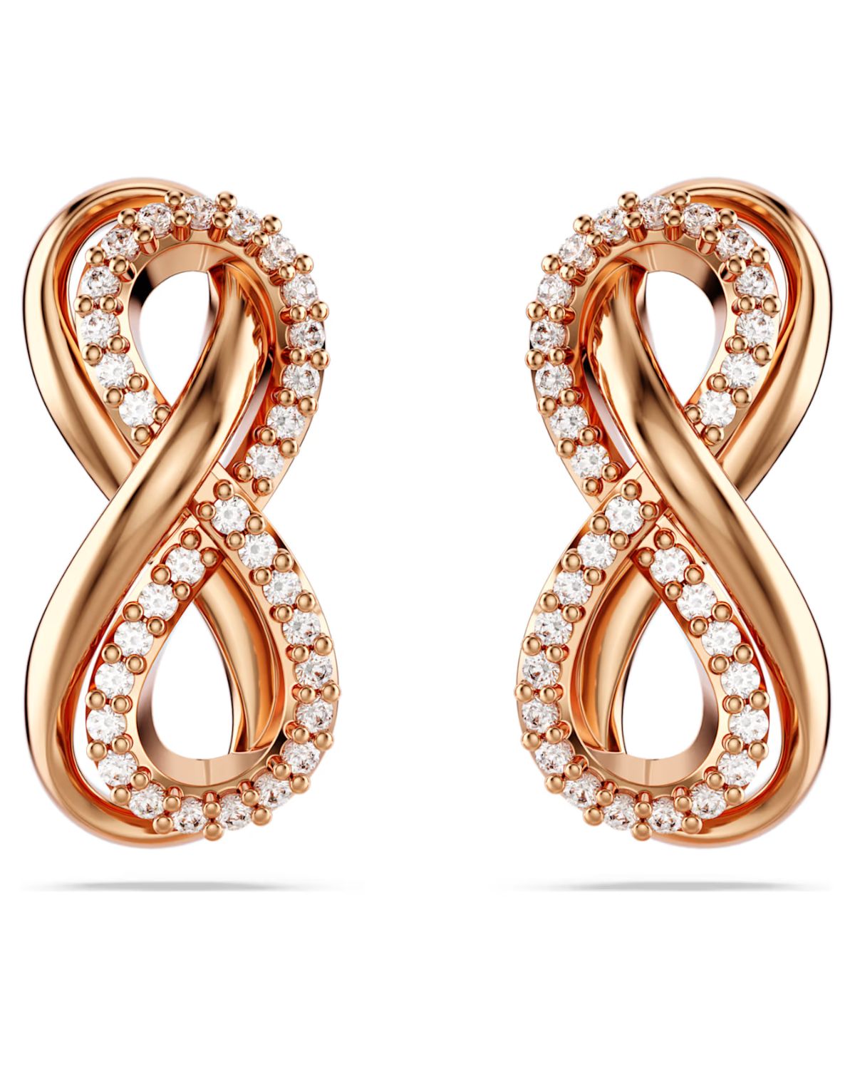 Hyperbola stud earrings Infinity, White, 18k rose gold finish 5684085