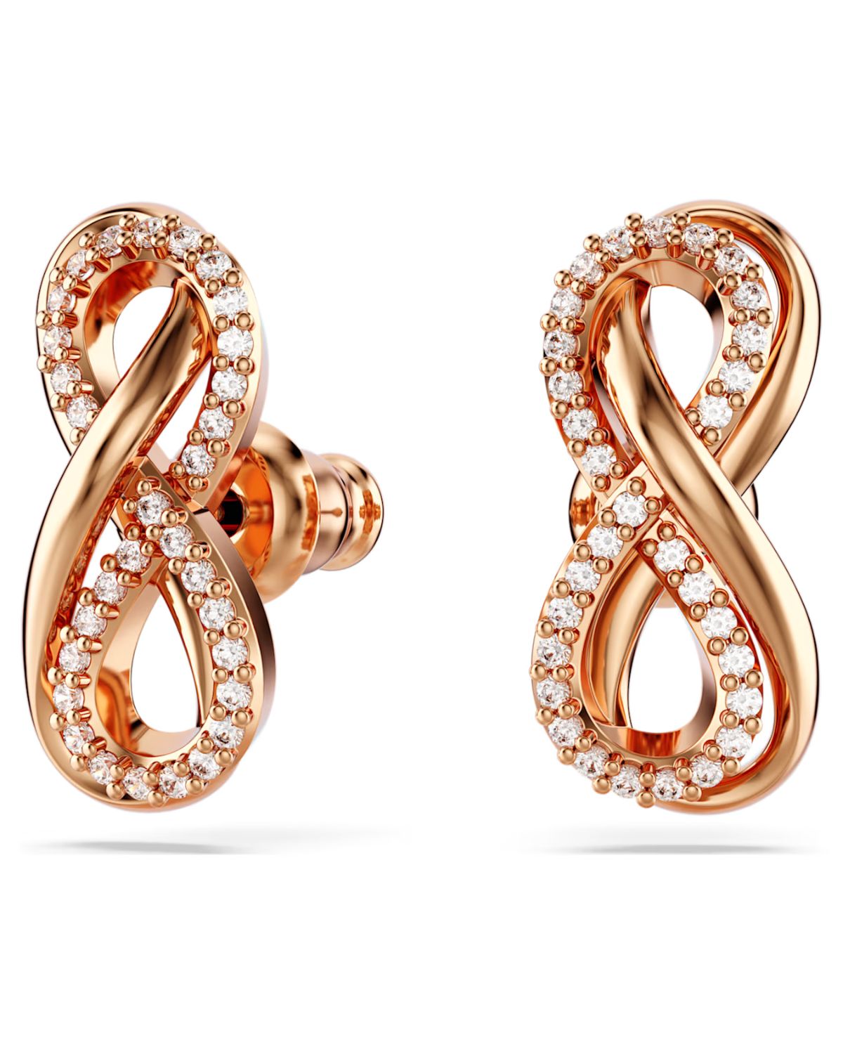 Hyperbola stud earrings Infinity, White, 18k rose gold finish 5684085