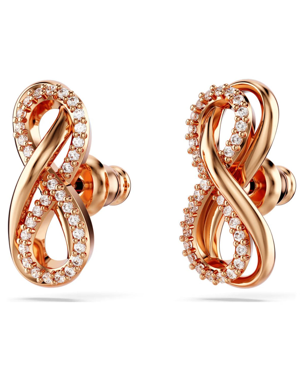 Hyperbola stud earrings Infinity, White, 18k rose gold finish 5684085