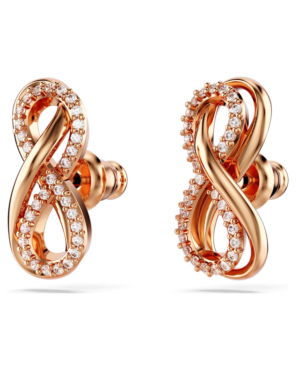 Hyperbola stud earrings Infinity, White, 18k rose gold finish 5684085
