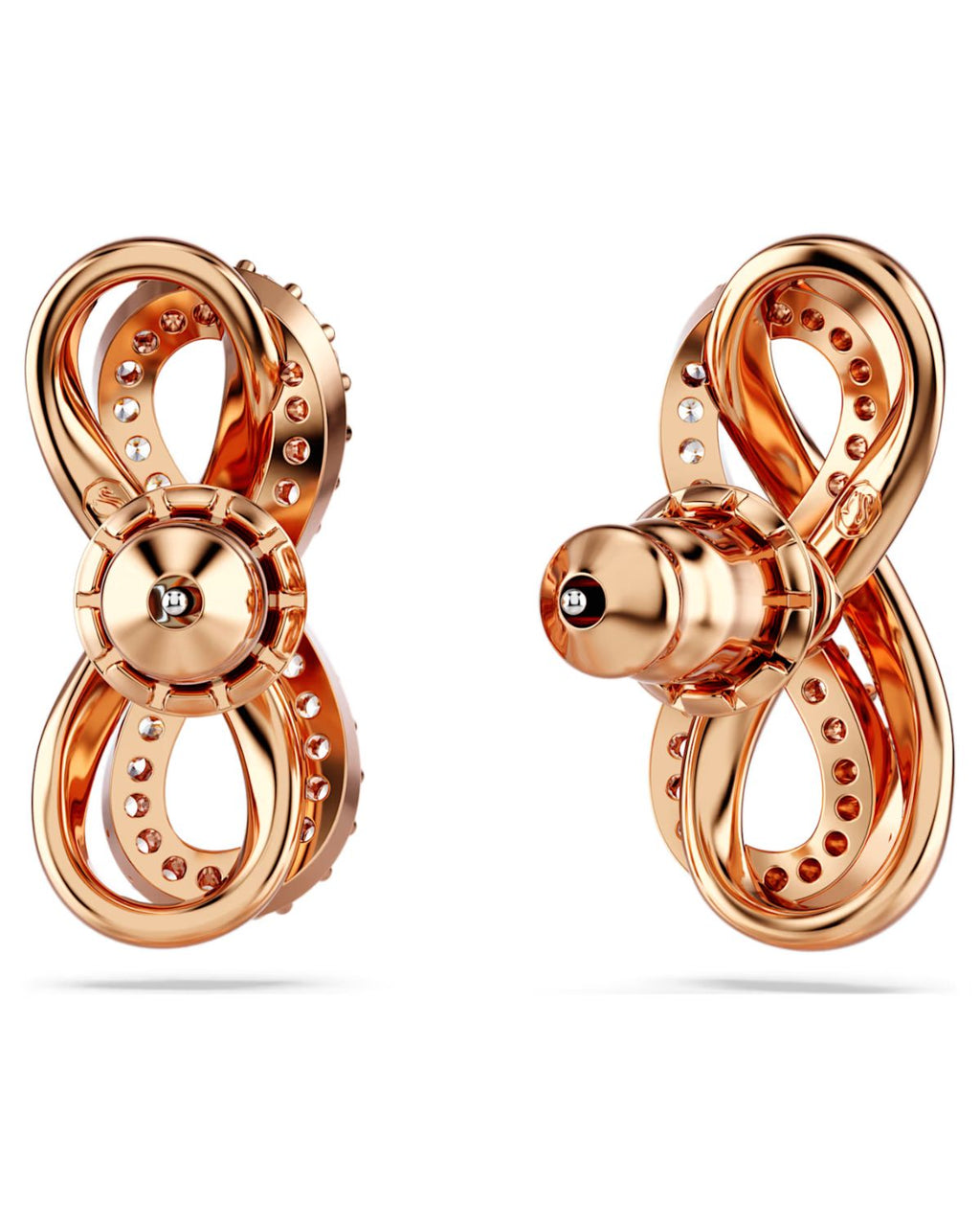 Hyperbola stud earrings Infinity, White, 18k rose gold finish 5684085