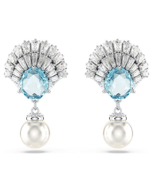 Idyllia drop earrings, Shell, Blue, Rhodium plated