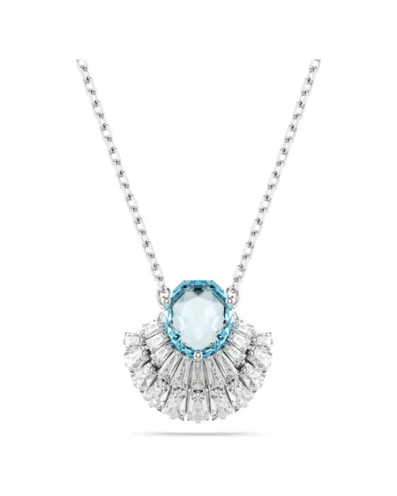 Idyllia pendant, Shell, Blue, Rhodium plated