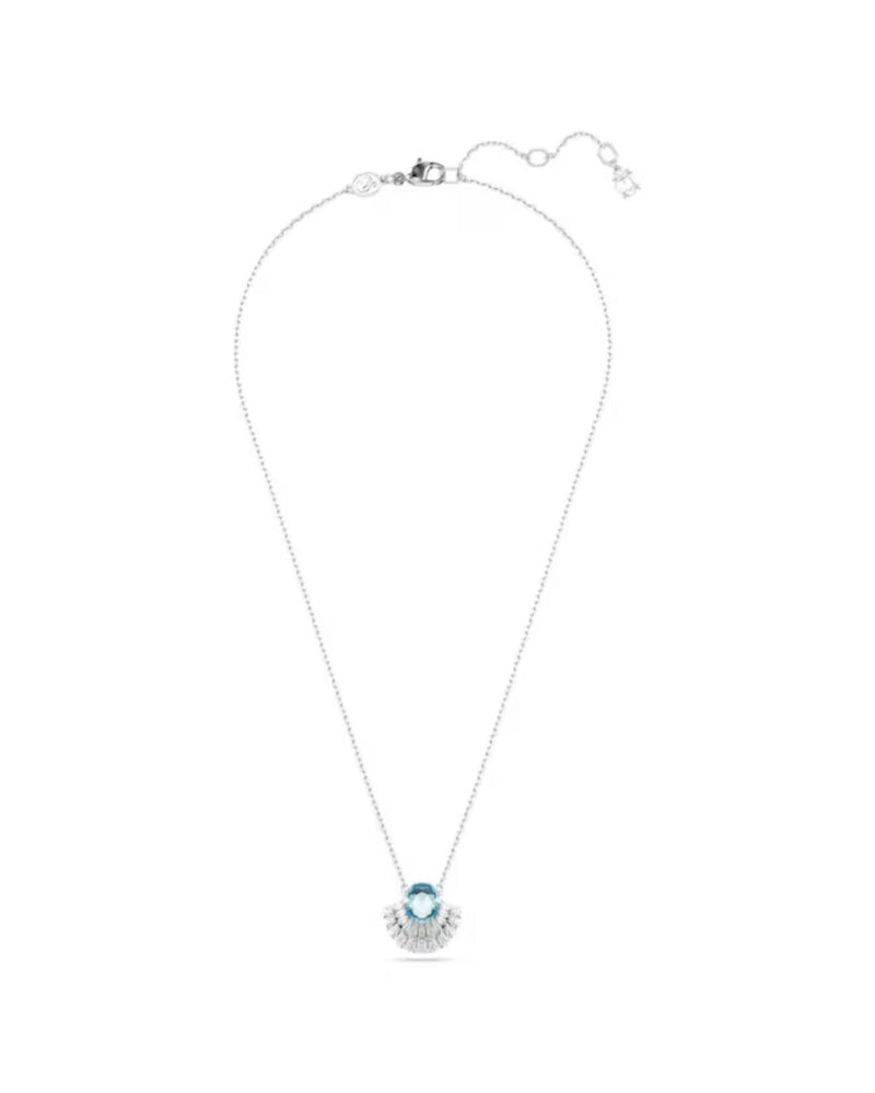 Idyllia pendant, Shell, Blue, Rhodium plated