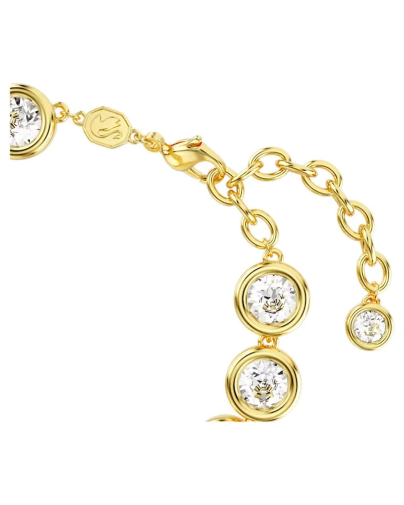 Imber bracelet, Round cut, White, Gold-tone plated