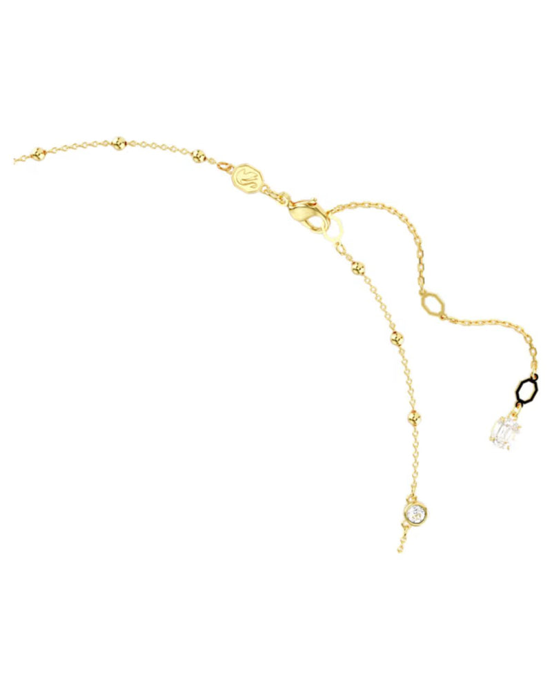 Imber necklace, Round cut, Scattered design, White, Gold-tone plated