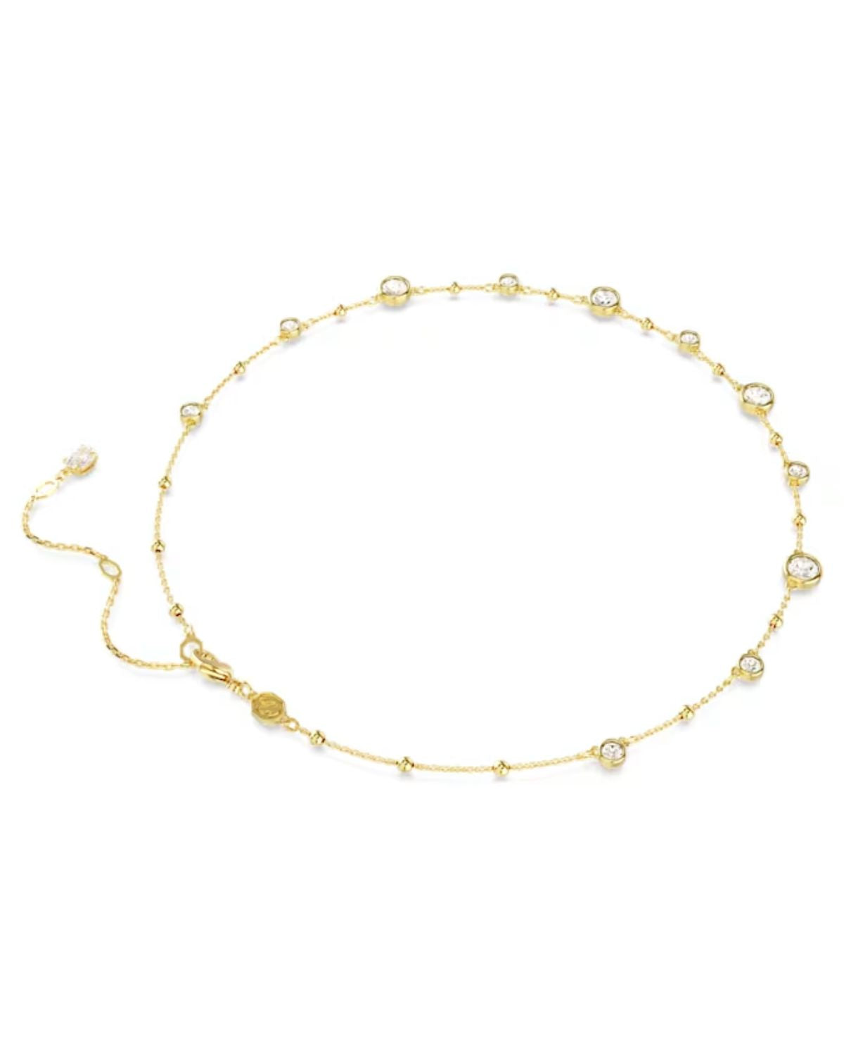 Imber necklace Round cut, Scattered design, White, 18k gold finish 5680090