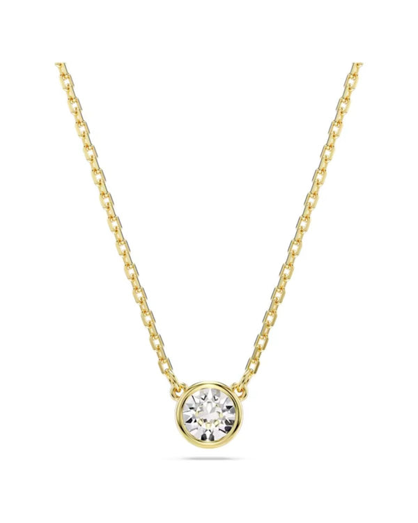 Imber pendant, Round cut, White, Gold-tone plated