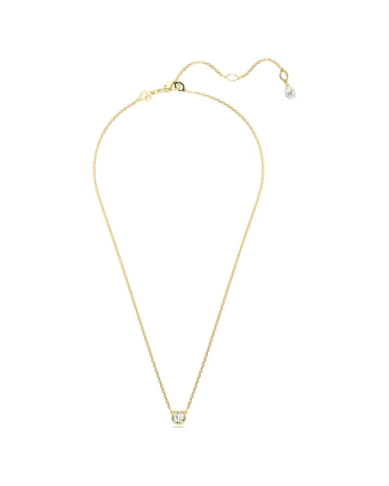 Imber pendant, Round cut, White, Gold-tone plated