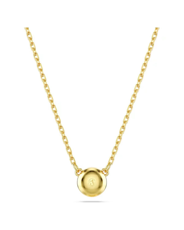 Imber pendant, Round cut, White, Gold-tone plated