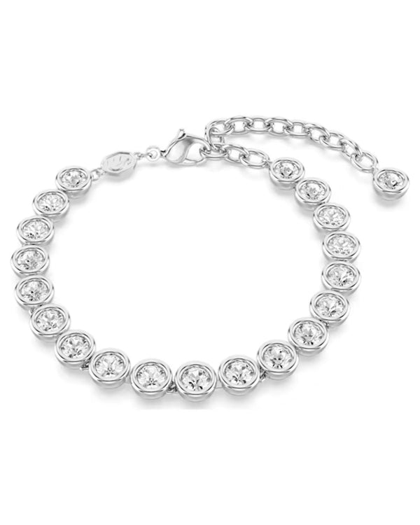 Imber Tennis bracelet, Round cut, White, Rhodium plated