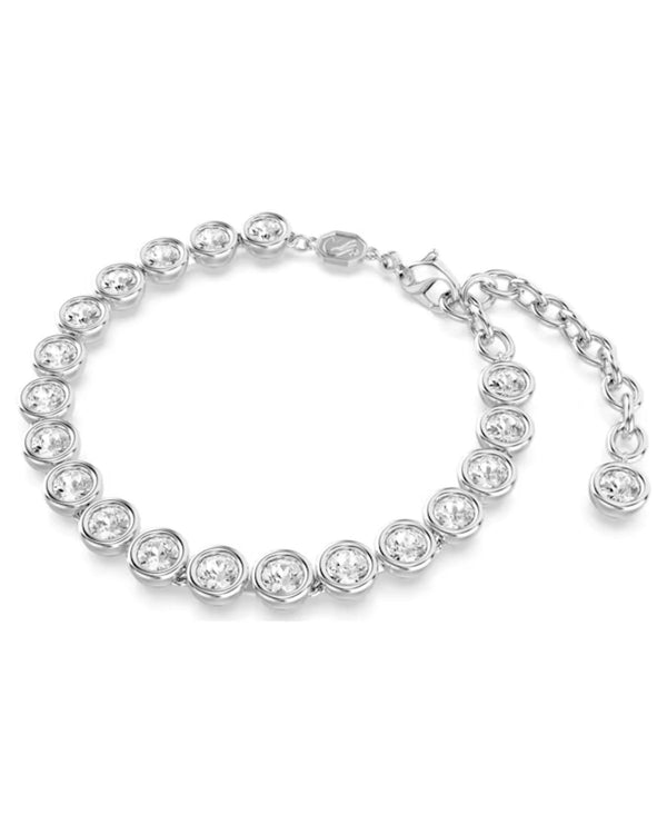 Imber Tennis bracelet, Round cut, White, Rhodium plated