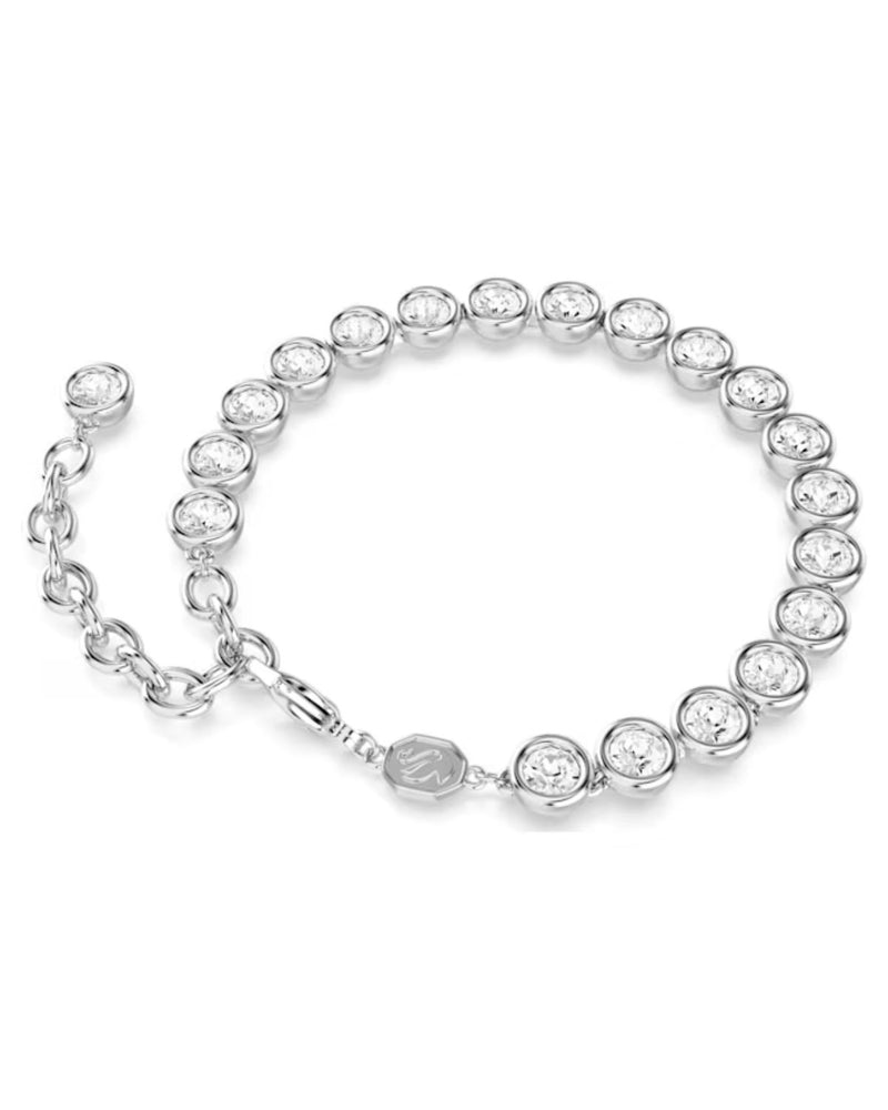 Imber Tennis bracelet, Round cut, White, Rhodium plated