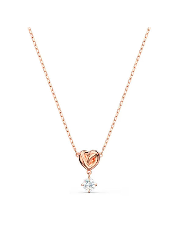 Lifelong Heart pendant, White, Rose gold-tone plated