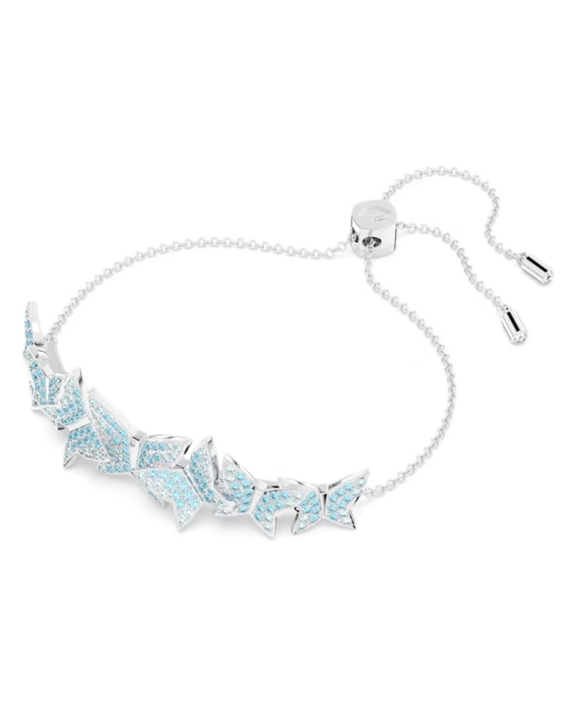 Lilia bracelet, Butterfly, Blue, Rhodium plated