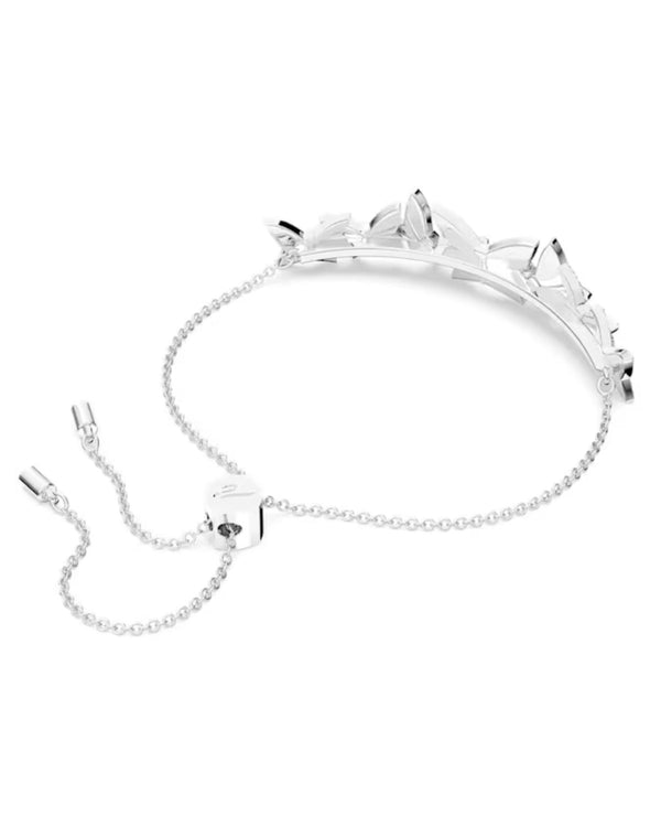 Lilia bracelet, Butterfly, White, Rhodium plated