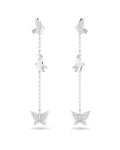 Idyllia Lilia drop earrings Butterfly, Long, White, Rhodium plated 5636423