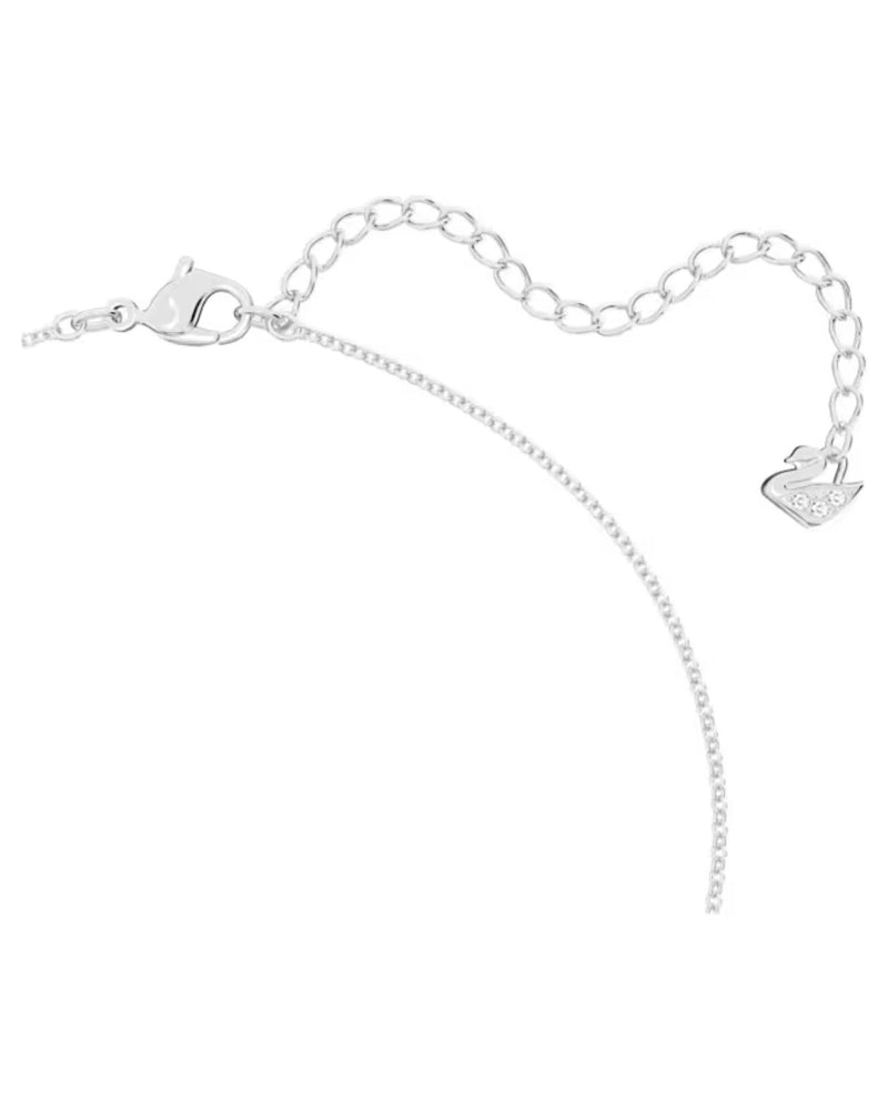 Lilia necklace, Butterfly, White, Rhodium plated