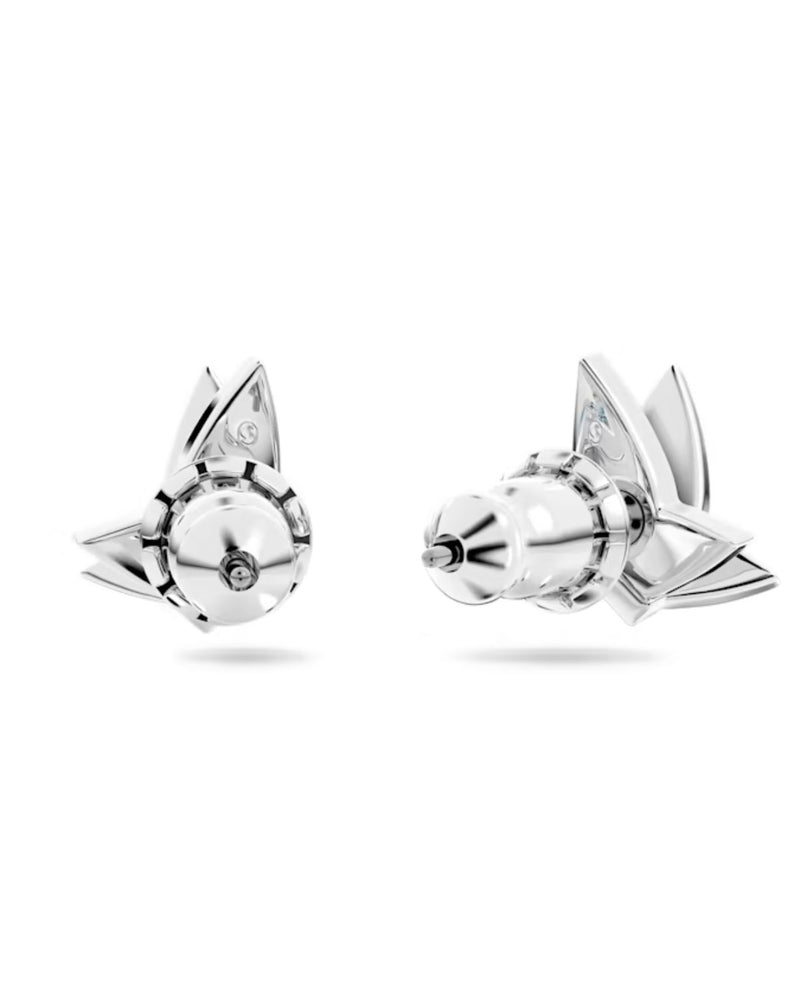 Lilia stud earrings, Butterfly, Blue, Rhodium plated