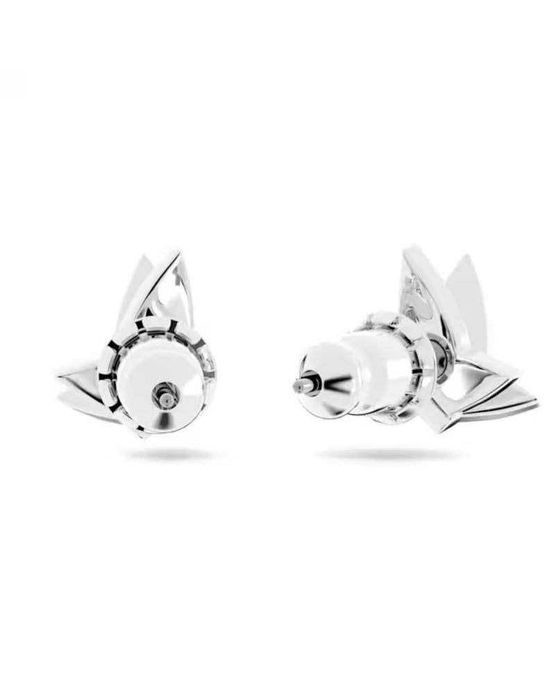 Lilia stud earrings, Butterfly, White, Rhodium plated