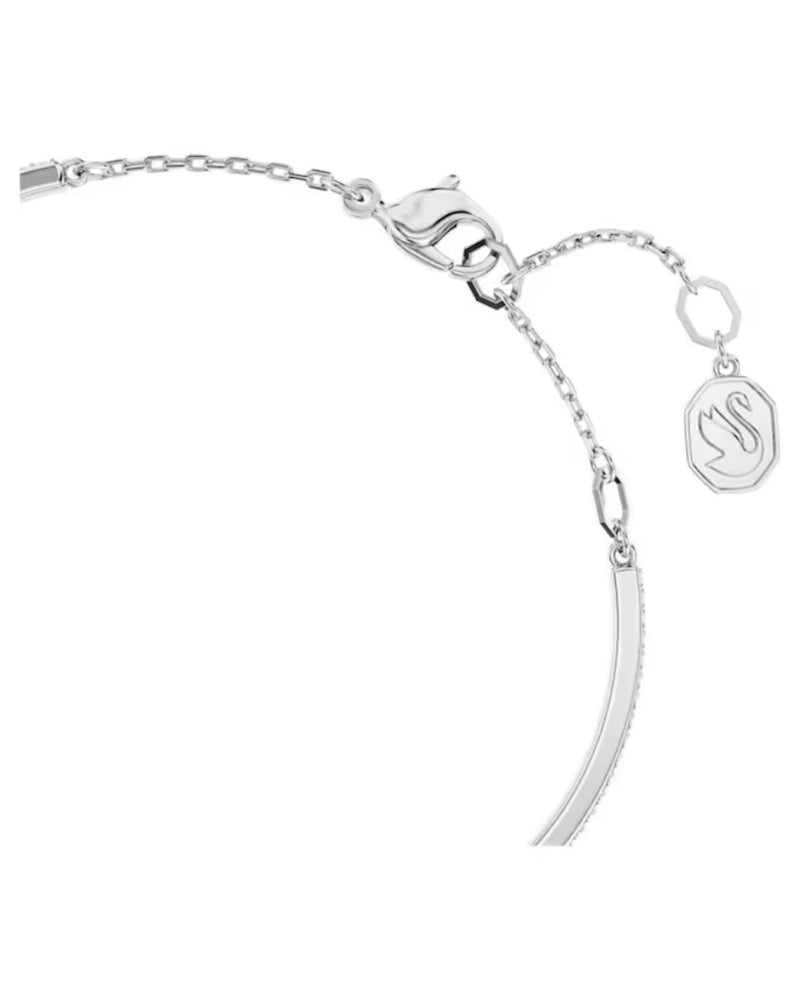 Luna bangle, Moon, White, Rhodium plated