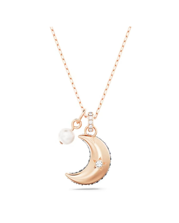 Luna pendant, Moon, Multicolored, Rose gold-tone plated