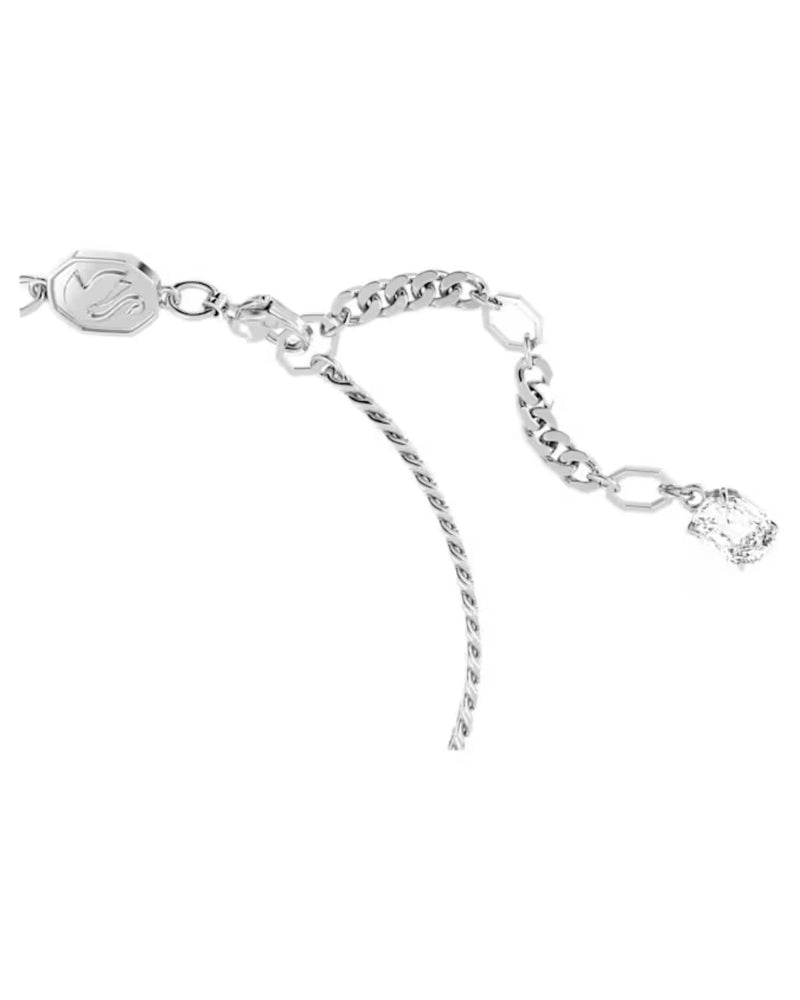 Matrix bracelet, Heart, White, Rhodium plated