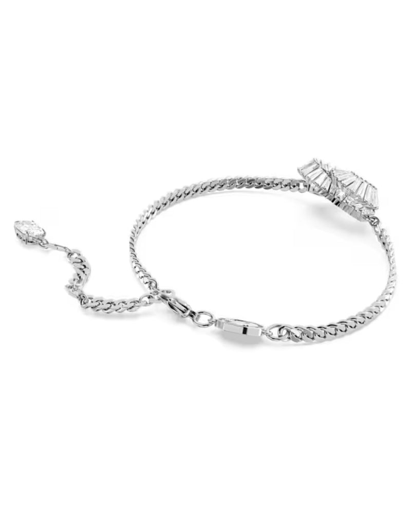 Matrix bracelet, Heart, White, Rhodium plated